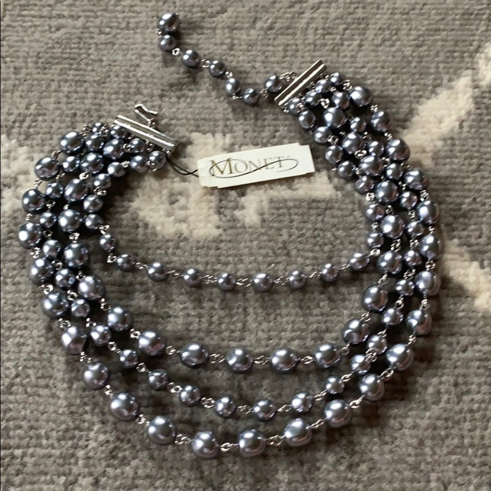 Monet four stand faux pearl necklace